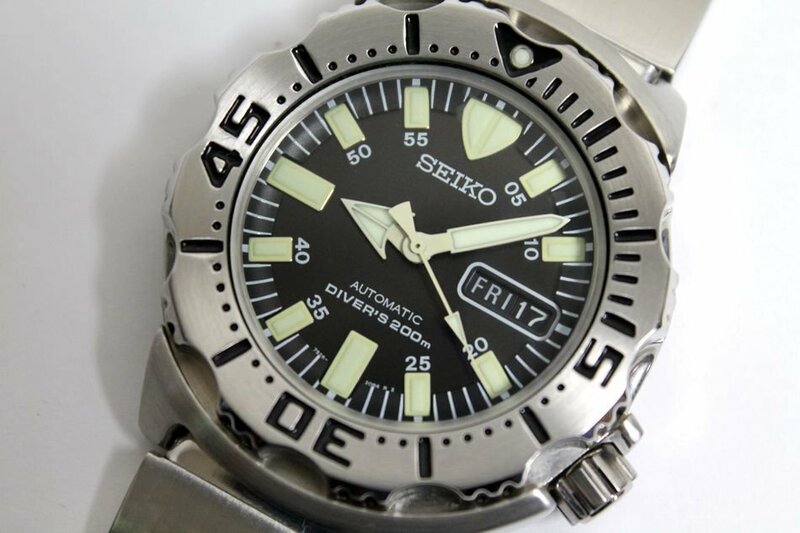 動作品 SEIKO ダイバーズ ブラックモンスター オートマチック メンズ腕時計 7S26-0350 3針 デイデイト シルバー 自動巻き SS セイコー 中古