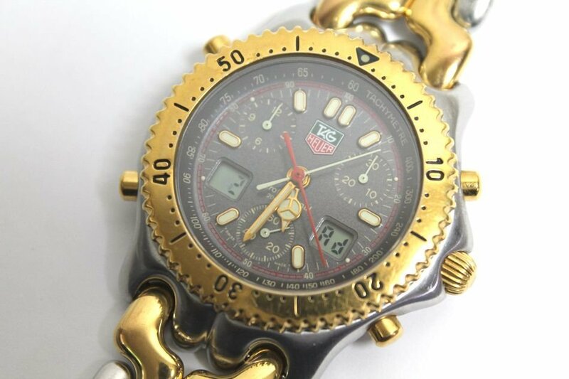 動作品 タグホイヤー プロフェッショナル セナモデル 腕時計 CG1122-0 クロノグラフ SS メンズ 男性用 クォーツ ゴールド シルバー 中古