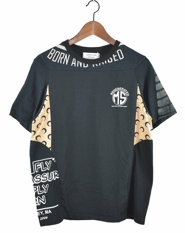 MARINE SERRE/マリーンセル　23AW　パッチワークムーンモノグラムTシャツ　サイズ：S　カラー：ブラック