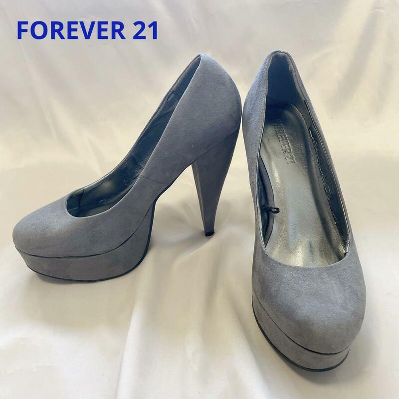 Forever 21 ハイヒール ピンヒール グレー 内側シルバー 24cm