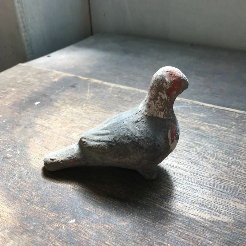 古い メキシコ トナラ焼き 小鳥の置物 オブジェ 120g アンティーク コレクション