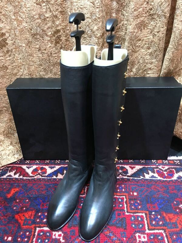 CHANEL COCO MARC TURN LOCK LEATHER BOOTS MADE IN ITALY/シャネルココマークターンロックレザーブーツ
