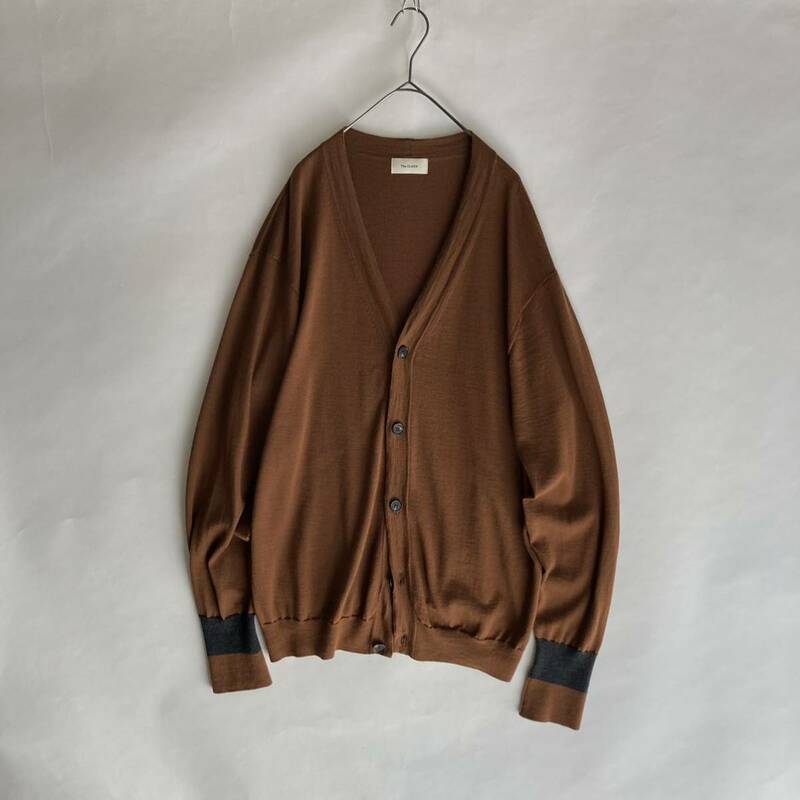 【美品】21AW The CLASIK CARDIGAN 日本製 ザクラシック ハイゲージ ニット カーディガン メリノウール リブ2トーン キャメル size 46 sk