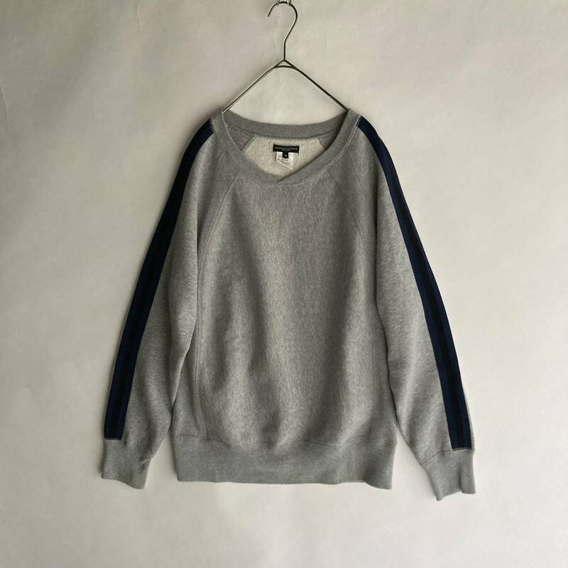 【美品】Engineered Garments カナダ製 エンジニアードガーメンツ クロスクルー スウェット サイドライン 裏起毛 グレー size S sk