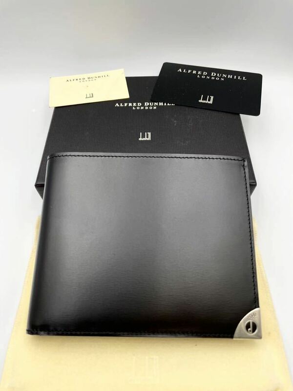 未使用品　ダンヒル　二つ折り財布　ブラック　小銭入れ付き　メンズ　カードケース　コインケース　