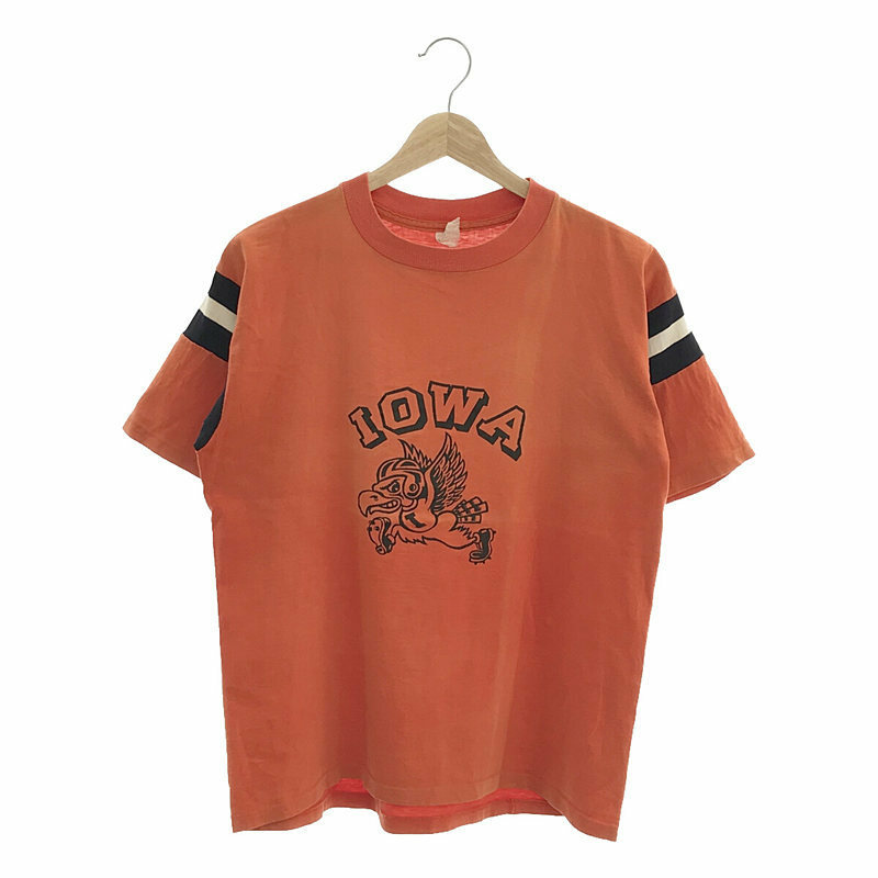 VINTAGE / ヴィンテージ古着 | 80s～ Collegiate Pacific 袖切替 IOWA プリント Tシャツ | M | オレンジ | メンズ