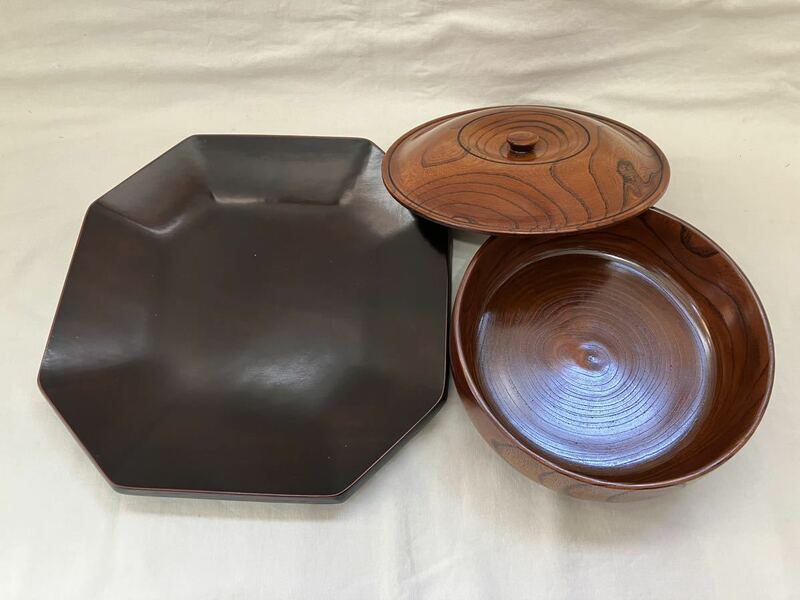 木製 食器セット　大皿、菓子器 （80サイズ）