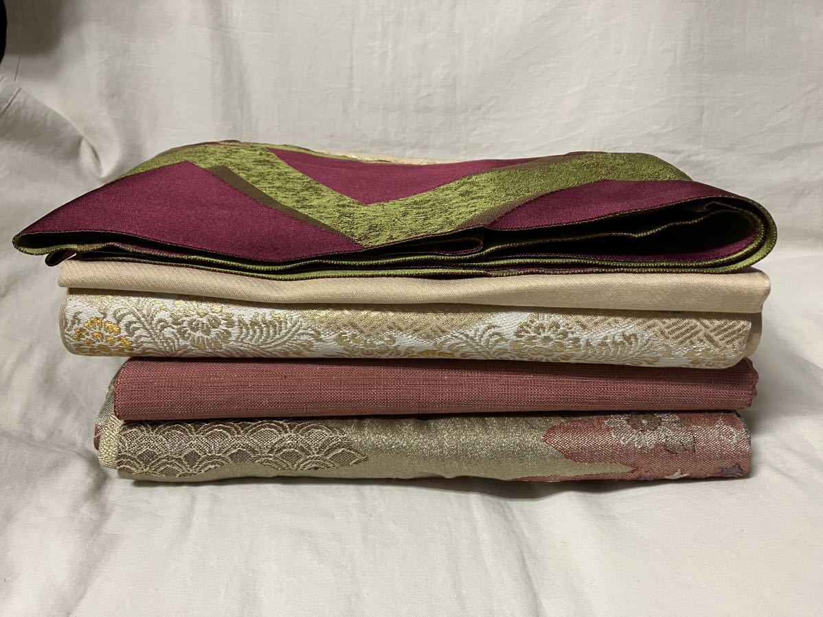 着物　帯　4点セット　リメイク　はぎれ　アンティーク　古布　202310151711（80サイズ）