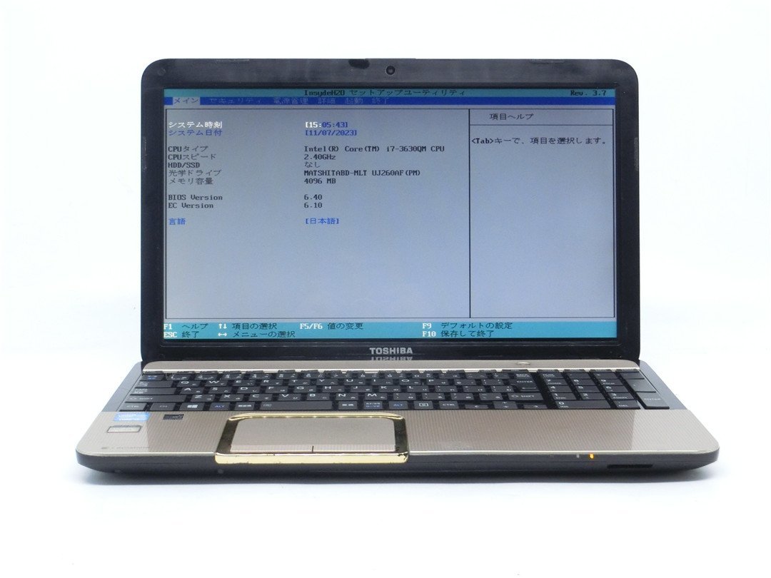 中古ノートパソコンノートPC　TOSHIBA　T552/58GK 　Core i7　3630QM 　メモリー 4GB　 　ジャンク品　送料無料　