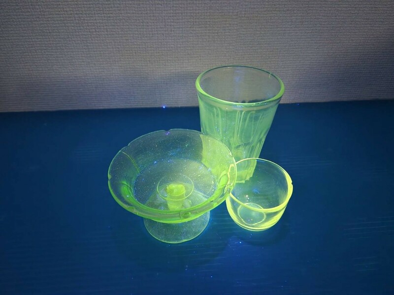 レトロ ウランガラス　氷コップ グラス ５個セット