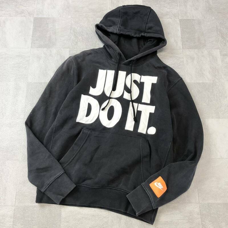 NIKEナイキ JUST DO IT プルオーバーパーカー　スウェットパーカー　フーディ HOODIE ブラック　サイズS 古着