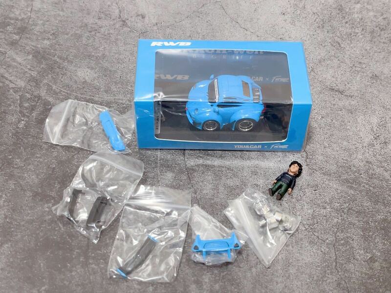 新品 YOU&CAR X furuya 1/64 ポルシェ Porsche RWB 993 Qスケール BLUE フィギュア付き　関　オートアート　京商　1\43