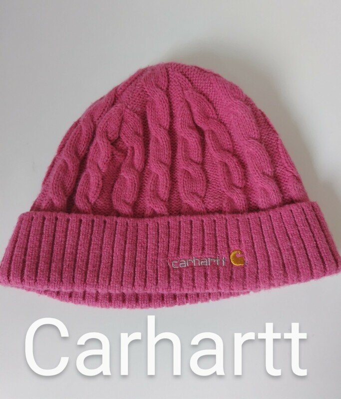 Carhartt USA カーハート ロゴ刺繍 リブ ワッチキャップ アクリル ニットキャップ ピンク ユニセックス 