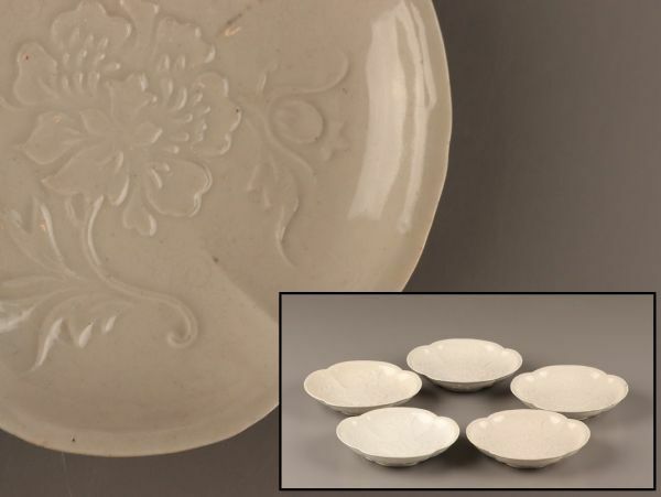 中国古玩 唐物 清代 白磁 皿 五枚 時代物 極上品 初だし品 C3027