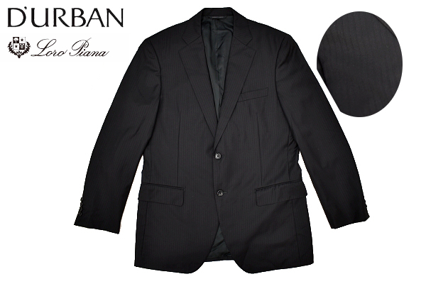 L-2167★Loro Piana TASMANIAN ロロピアーナ D'URBAN ダーバン★通年 日本製 ブラック黒 テーラードジャケット ブレザー 96 A7 XL