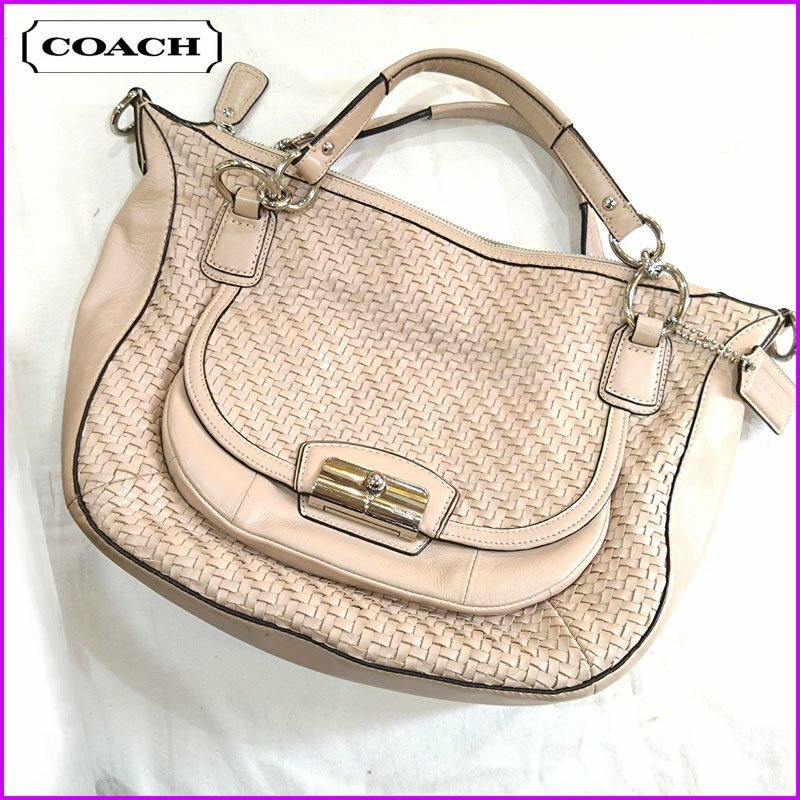 中古 ●COACH/コーチ● 2wayバッグ 19312 ピンクベージュ レザー