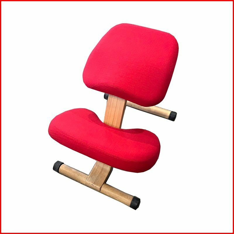 中古●全国家具工業連合会 バランスチェア SERIE-3.5●レッド 赤 木製フレーム 姿勢矯正椅子 札幌