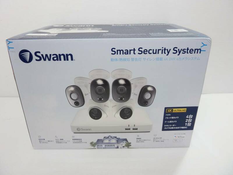 CV5386a 未使用 SWAN スワン 8CH 4K DVRシステム 2TB 警告ライト バレット型 カメラ2台&ドーム型 カメラ4台 計6台 SWDVK-85680W4WL2D-JP