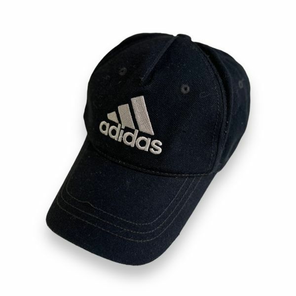 00s 旧タグ adidas アディダス 刺繍 ロゴ 6パネル アクリル ウール キャップ 切替 ベルクロアジャスター 帽子 OSFX (57cm～60cm) ブラック