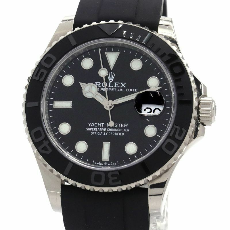 [3年保証] ロレックス メンズ ヨットマスター42 226659 ランダム番 K18WG ブラック文字盤 ラバーベルト 自動巻き 腕時計 中古 送料無料