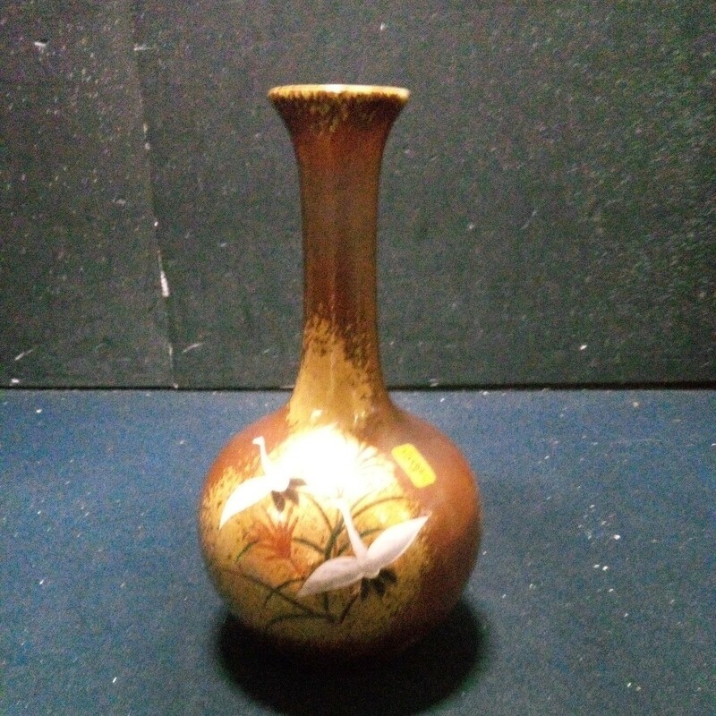 陶器 花器 花瓶 一輪挿し 正峰作 鶴 高さ約23cm 花瓶口径約5cm インテリア