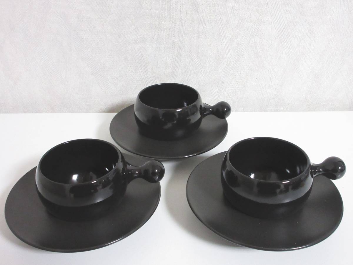 未使用品 ニッコー nikko カップ ＆ ソーサー 黒 3客セット 北6570