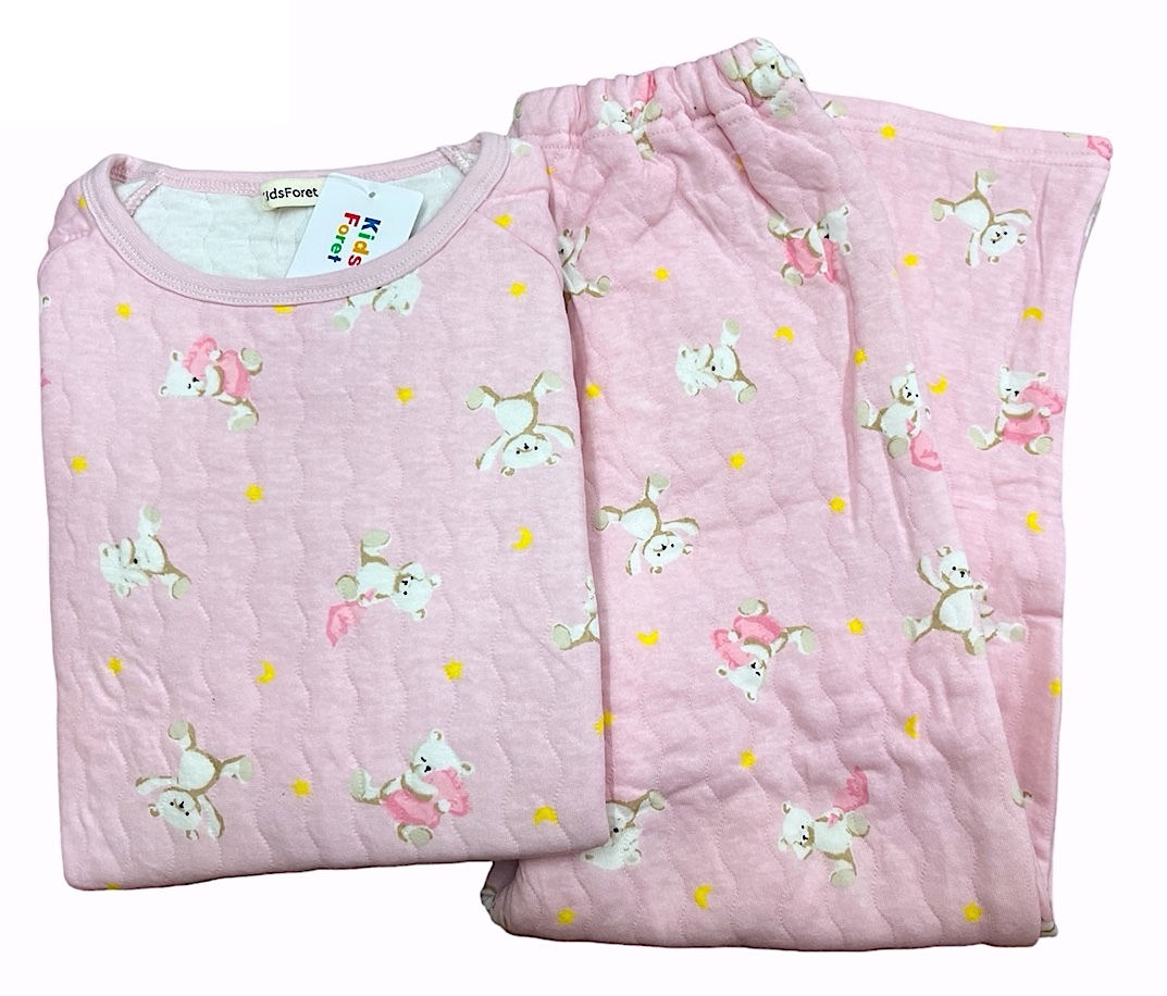 ■即決★新品タグ付キッズフォーレ Kids Foret ★くまさん柄 あったかキルト生地★長袖パジャマ 長パンツ★140cm 11-12才目安★￥2640