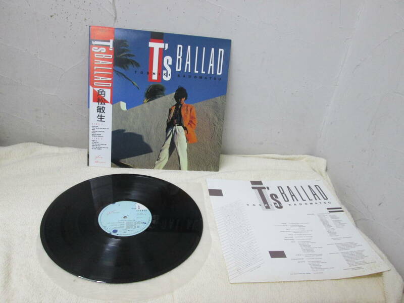 (94)♪LPレコード 角松敏生 「T’s BALLAD」85年 RAL-8832 帯付き Funk/Soul