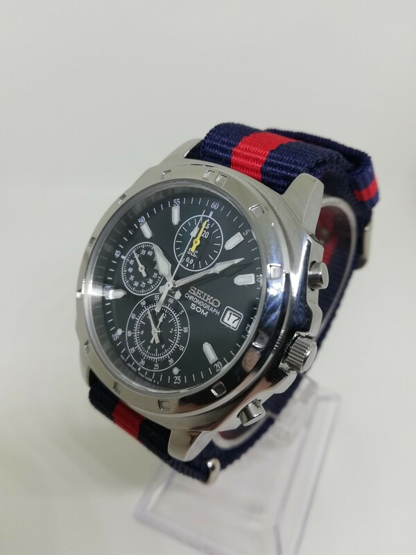 【稼働品】SEIKO セイコー 7T92-0CA0 メンズクォーツクロノグラフ腕時計