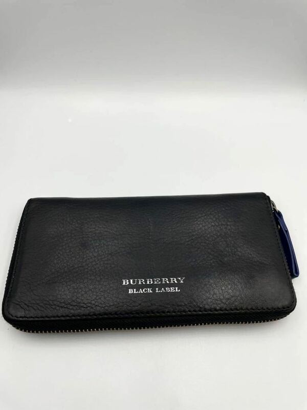 美品　バーバリー　ブラックレーベル　長財布　ブラック　ブルー　メンズ　二つ折り財布　カードケース コインケース クレストブリッジ