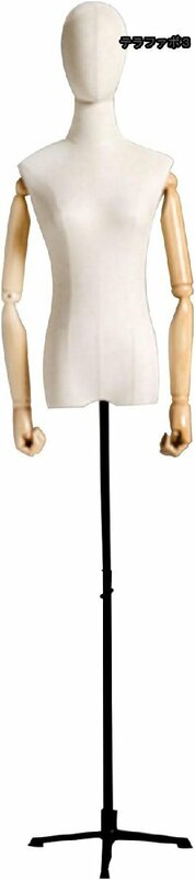 女性 マネキン ヘッド付き トルソー 可動式 アーム 高さ調整可能132-190cm 衣類ディスプレイ 肩から指の関節まで動く