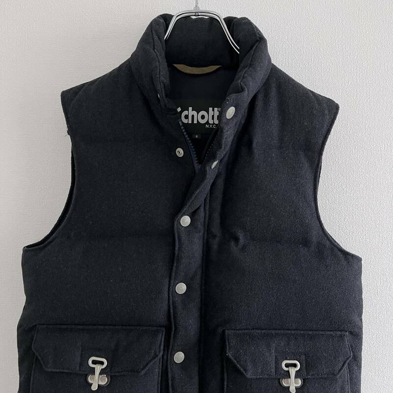 Schott ショット ダウンベスト ネイビー S