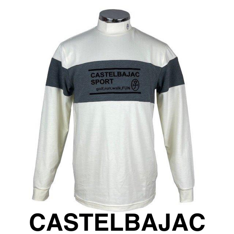 30％OFF　カステルバジャック　CASTELBAJAC　モックネックシャツ　保温機能素材　ゴルフ　LLサイズ　7232471110-1　シロ