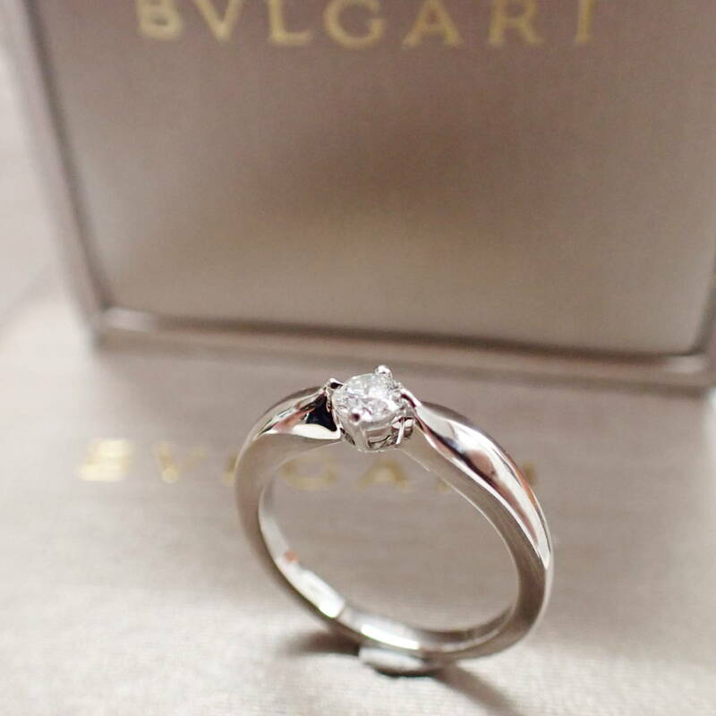 ブルガリ BVLGARI Pt950 4.5g 8号 ダイヤ 0.20ct デディカータ ア ヴェネチア リング 指輪 ジュエリー 箱付き GIA 鑑定書付き