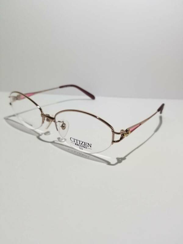 未使用 眼鏡 メガネフレーム CITIZEN REGNO 20228 軽量 シンプル チタン 金属フレーム ハーフリム 男女 メンズ レディース 53口17-135 L-1