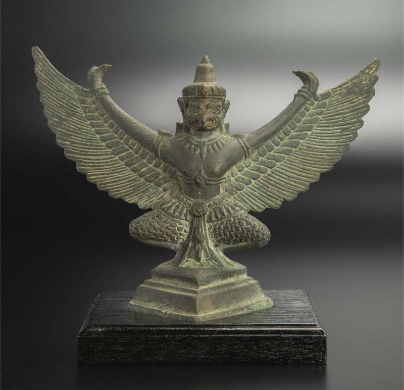 10世紀 ガルーダ銅神像 Garuda 共箱 爪哇 印度尼西亚 ジャワ インドネシア Java