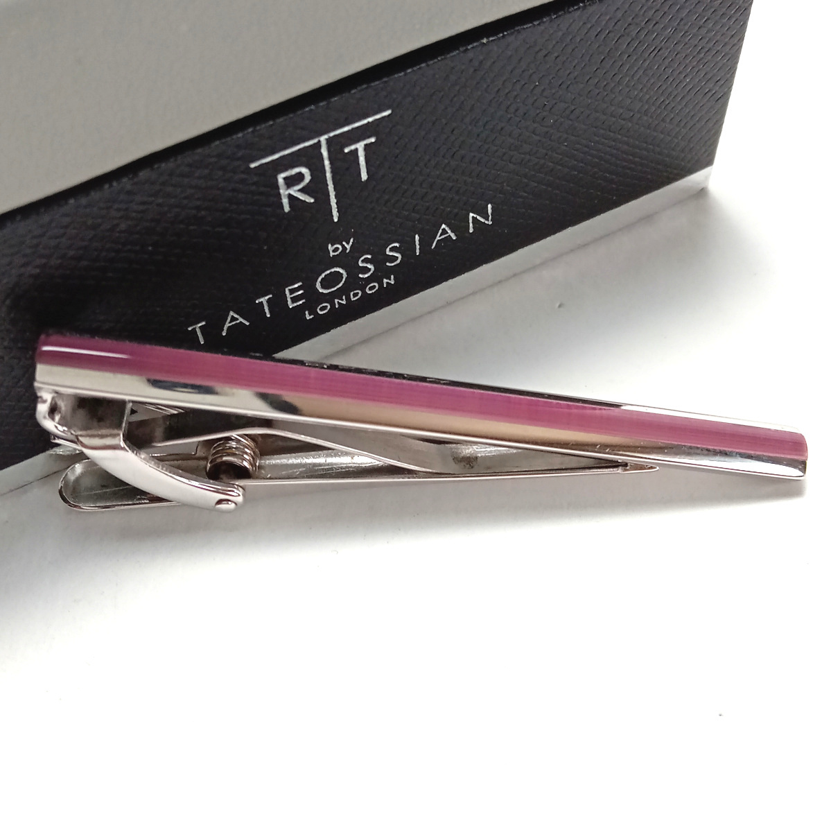 【tat54】新品　TATEOSSIAN　タテオシアン　ネクタイピン　タイバー　シルバー×パープル　紫　イギリス製