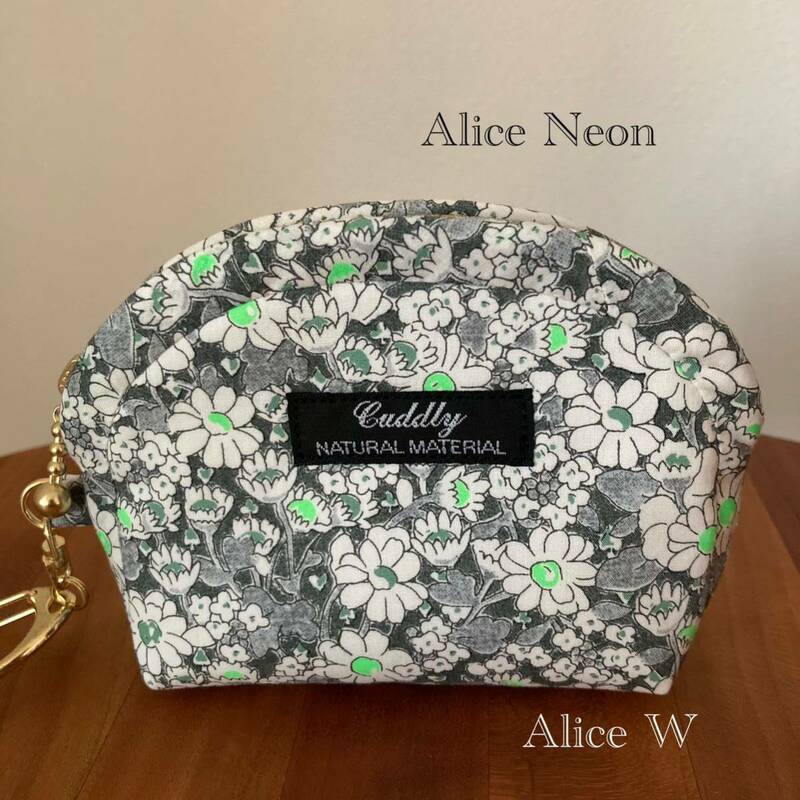 ★W12 ハンドメイド リバティタナローン Alice Neonアリスネオン コインケース 小銭入れ 小物入れ ファスナーポーチ 花柄 アリスW