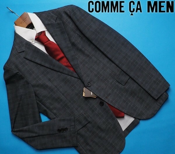 新品定価4.2万円 COMME CA MEN コムサメン MONALISA/モナリザ グレンチェックプリント ジャケットM灰(04) 15JT02