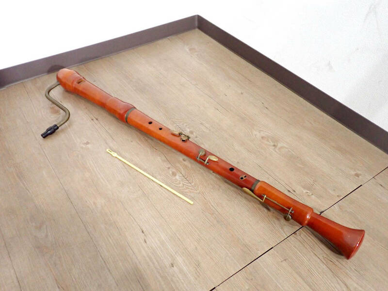 中古 リコーダー バロック式 約96cm バスリコーダー アンティーク ヴィンテージ 木製 ブラウン 楽器 8