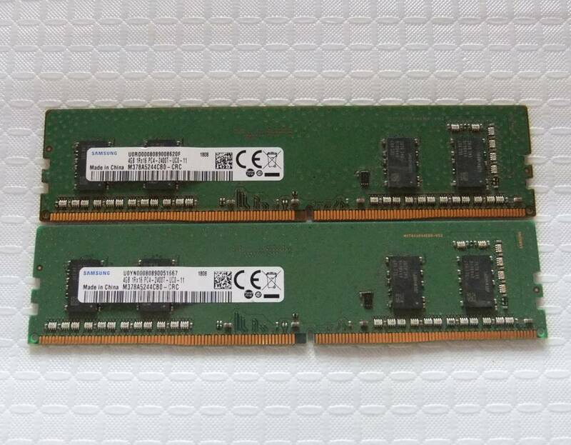 PC用メモリ SAMSUNG 4GB 1Rx16 PC4-2400T-UC0-11 M378A5244CB0-CRC 4GBX2 計：8GB 中古 152