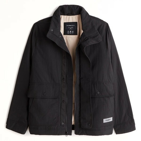 アバクロ*Abercrombie&Fitch*US:XXL/ブラック/中綿ウインドブレーカージャケット