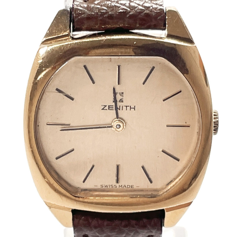 ゼニス ZENITH 腕時計 ステンレススチール ゴールド 手巻き レザー ブラウン アナログ表示 ヴィンテージ