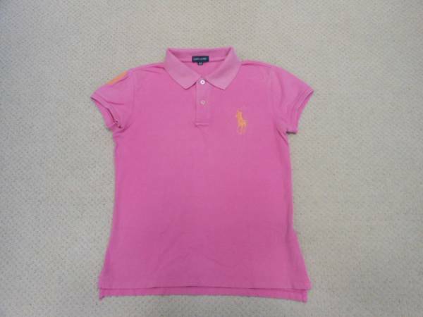 RALPH LAUREN ラルフローレン★可愛い ビッグポニー刺繍 半袖ポロシャツ 160㎝ ピンク レディース S位