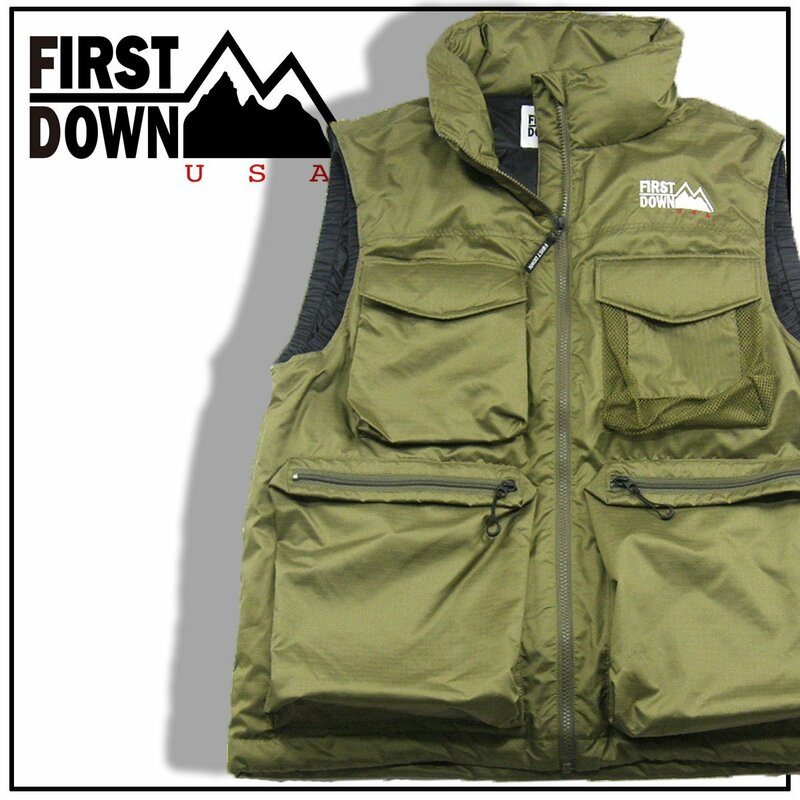 新品 【First Down / ファーストダウン】 撥水 / 透湿 / 防風 / 軽量 ダウンベスト MULTI POCKET DOWN VEST DICROS MAURI RIP ★353817 M