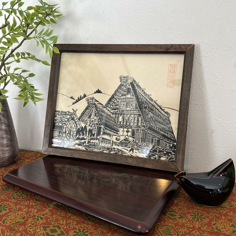 wasabi y407 額装版画 飛騨高山 世界遺産 白川郷の自然と共に暮らす風景 和のインテリア ガラス 日本の原風景 合掌造り集落