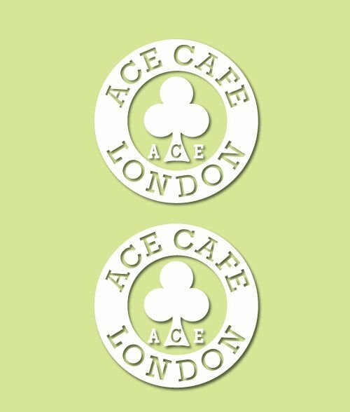 ★エース カフェ ロンドン 転写 ステッカー 2P 白 Ace Cafe London 正規品 Sticker bsa norton rockers