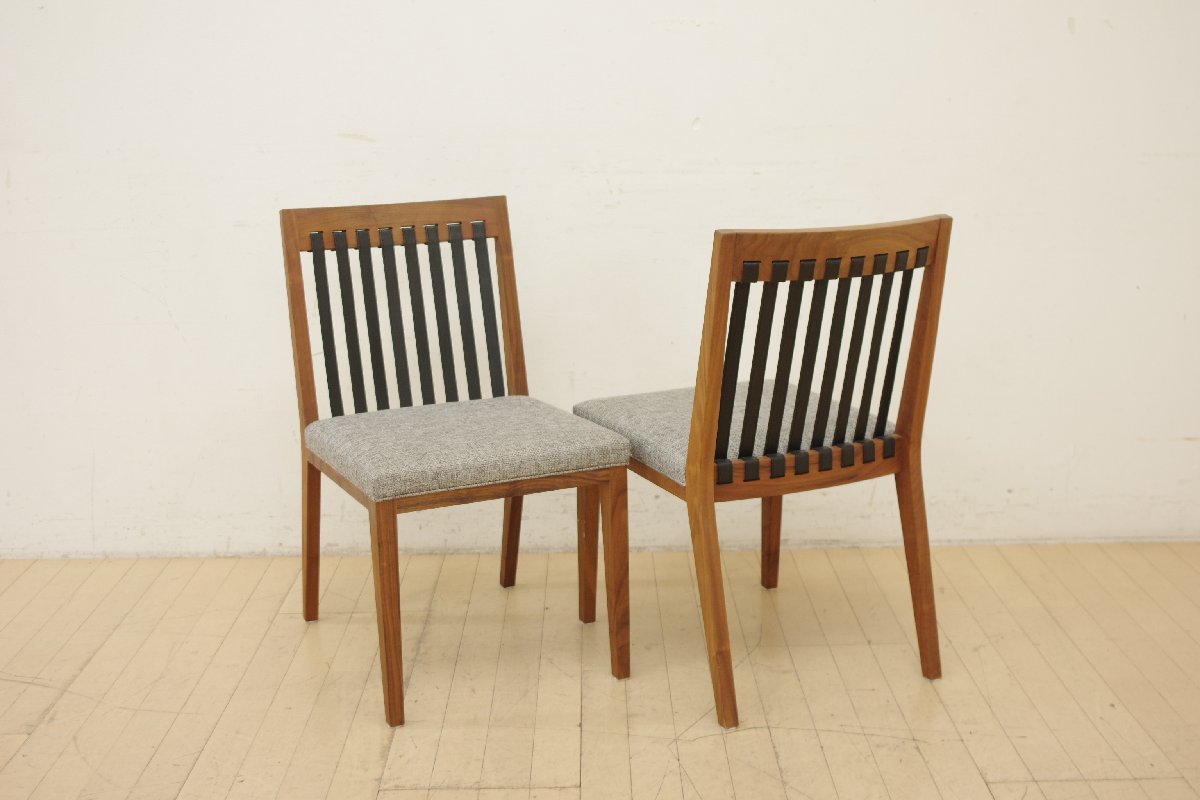 モデルルーム展示品 Ritzwell リッツウェル BLAVA ブラヴァ チェア 2脚セット イス 椅子 ダイニング ウォールナット モダン 革 グレー