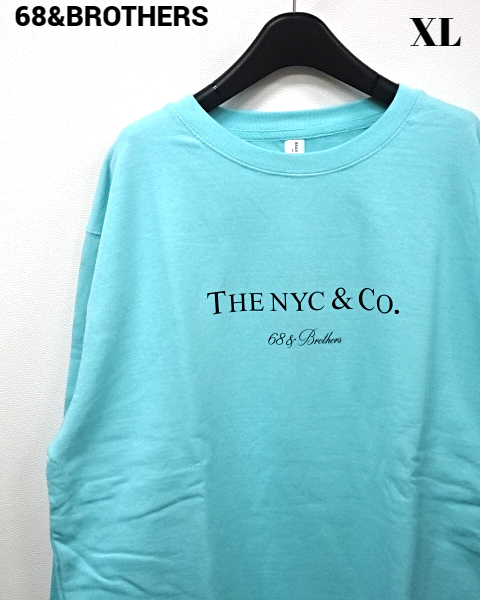 XL 新品【68&BROTHERS 8.5oz Crew NYC&Co. Aqua シックスティエイトアンドブラザーズ 68&BROTHERS スウェット アクア ティファニーカラー】