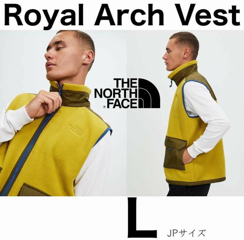 ◆モデル出品◆新品 Lサイズ ノースフェイス ロイヤル アーチ フリース×キルティンベスト ゴールド THE NORTH FACE ROYAL ARCH VEST